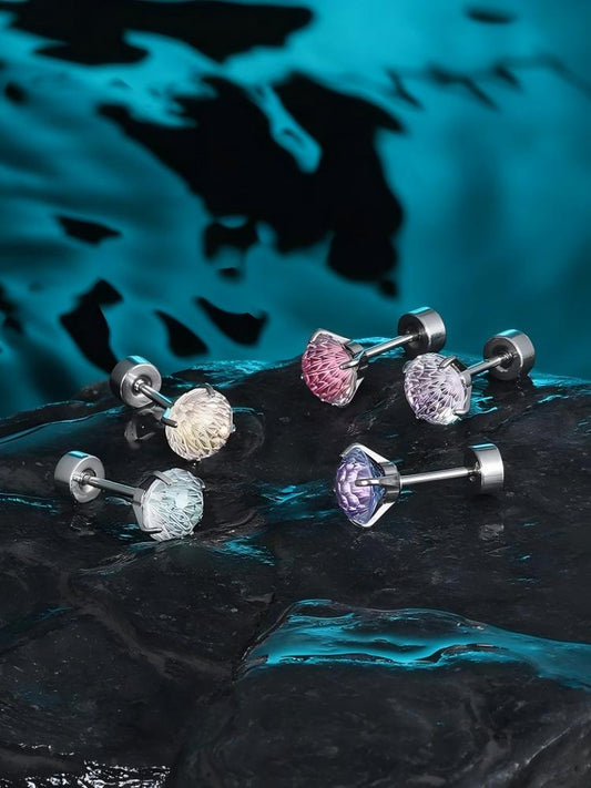 Mint Firework Zircon Studs