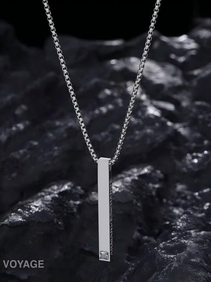 Titanium Letter Bar Pendant Necklace
