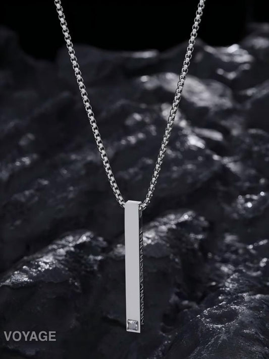 Titanium Letter Bar Pendant Necklace