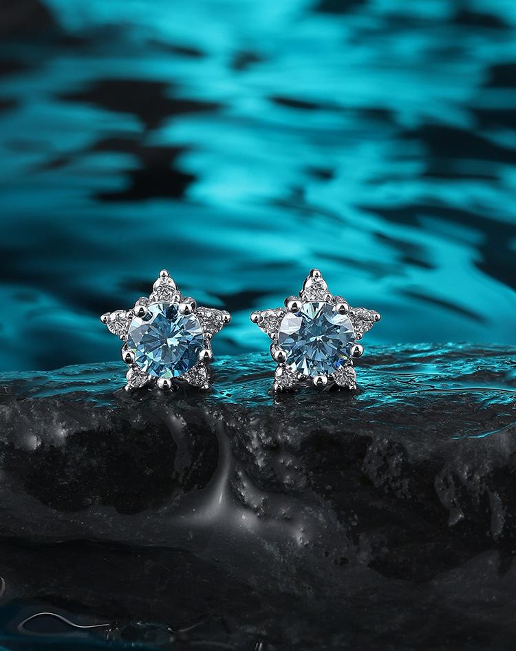 Blue Saturn Heart Studs