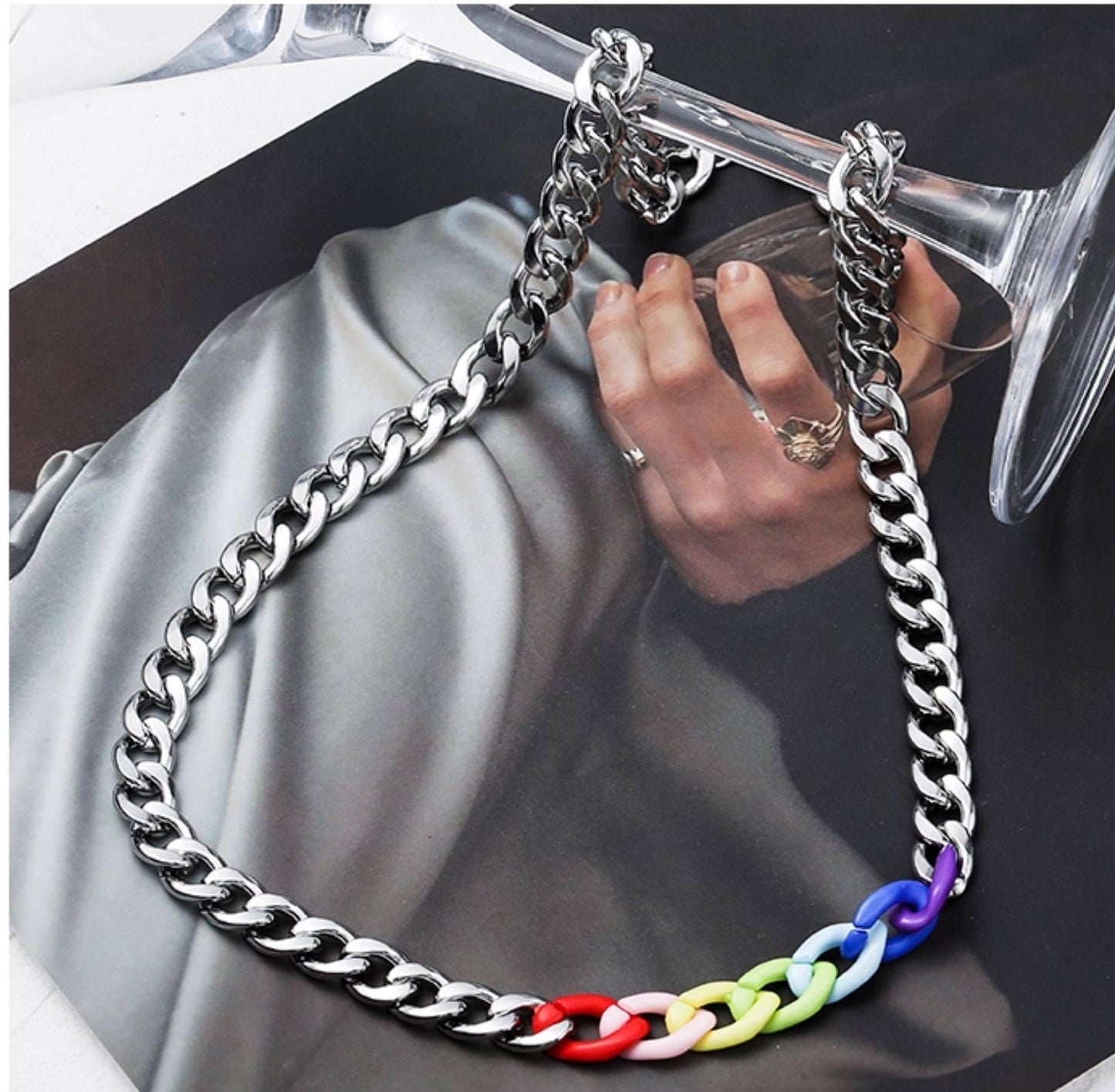 Rainbow Titanium Cuban Necklace