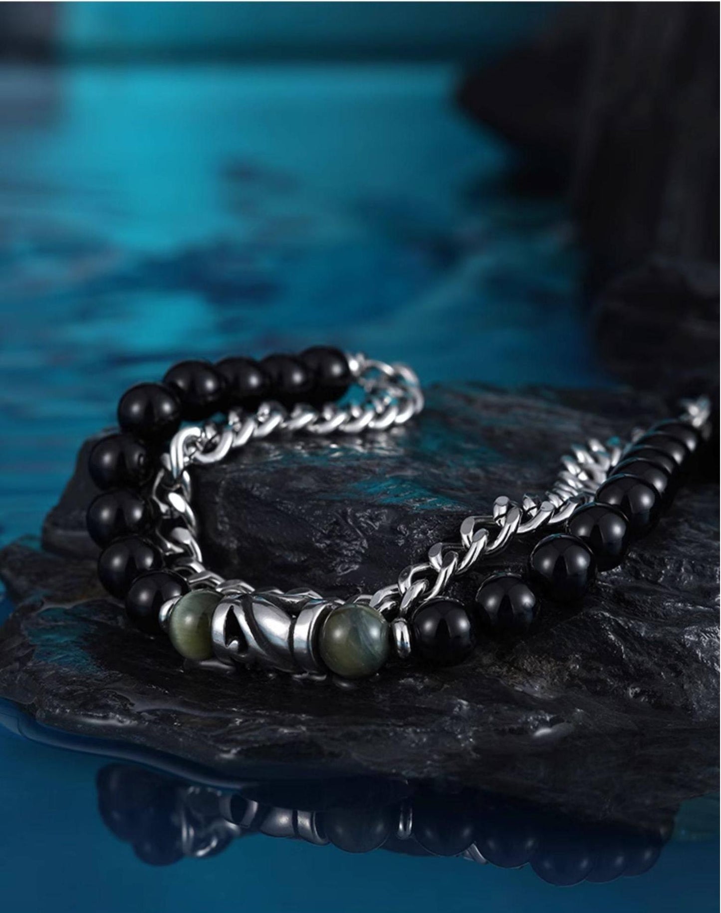 Layered Onyx Men Bracelet