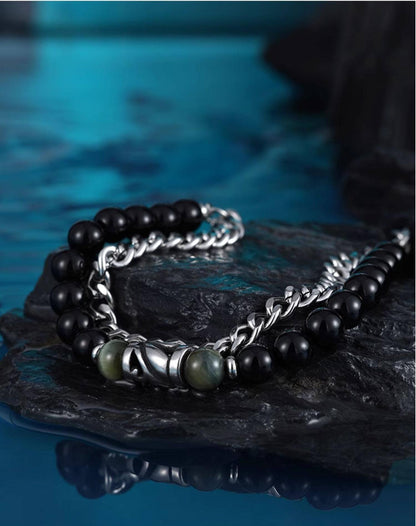 Layered Onyx Men Bracelet