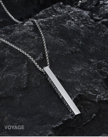Titanium Letter Bar Pendant Necklace