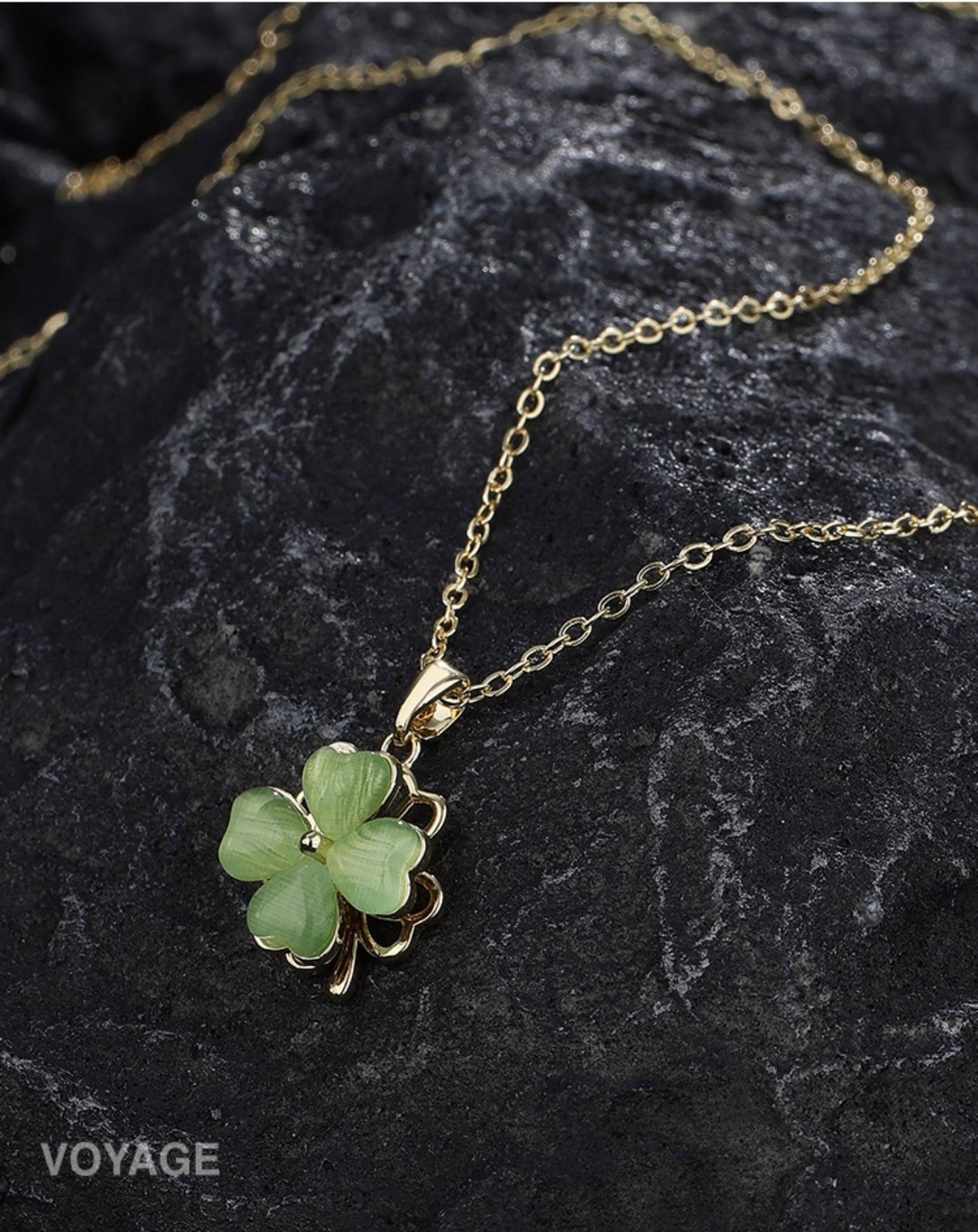 Green Clover Resin Pendant Necklace