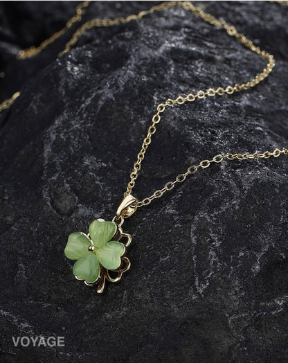 Green Clover Resin Pendant Necklace