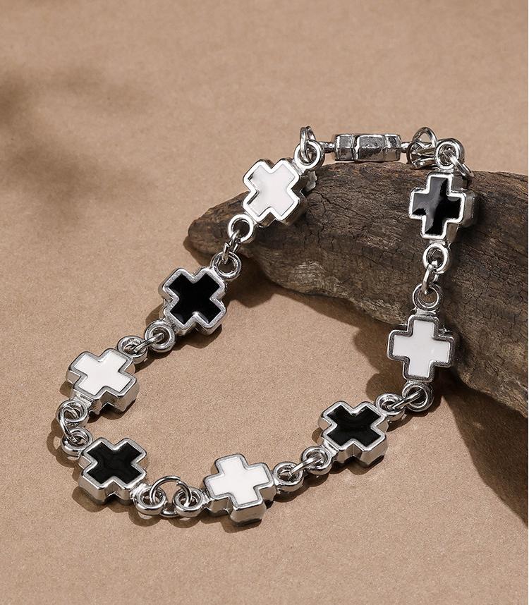 Black White Cross Bracelet