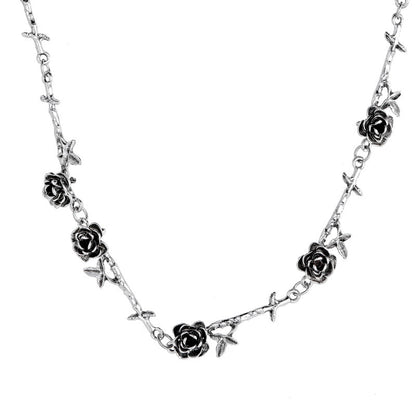 Black Camellia Rose Choker Necklace