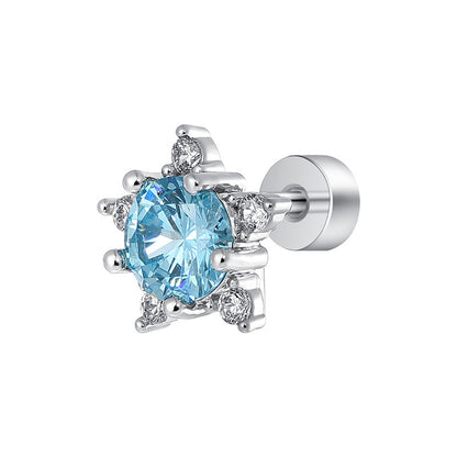 Blue Snowflake Titanium Studs