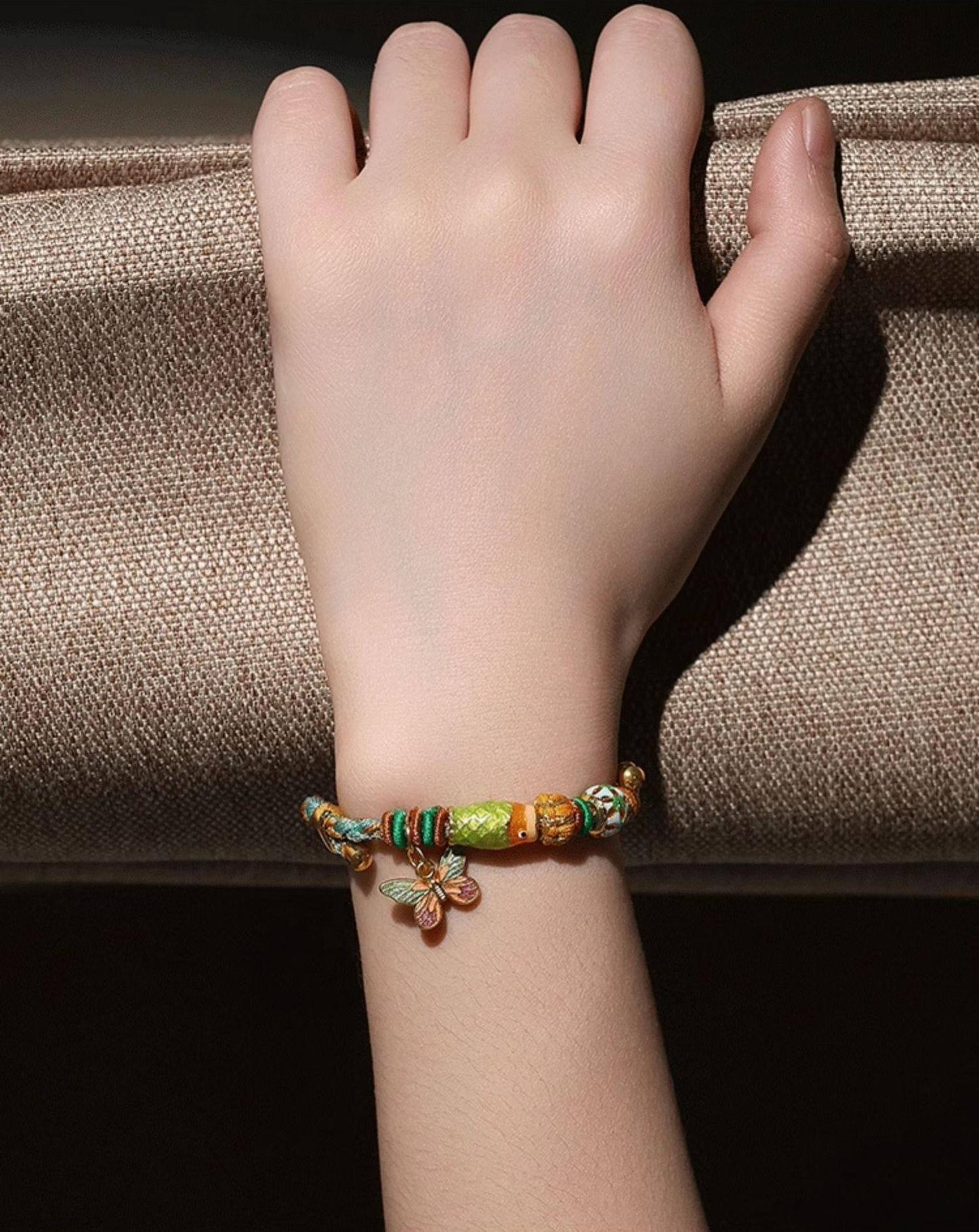Green Butterfly Cord Bracelet