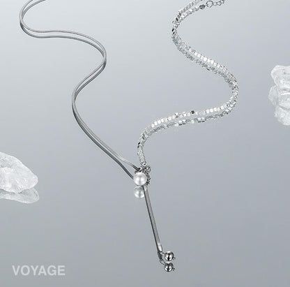Adjustable Long Pearl Necklace