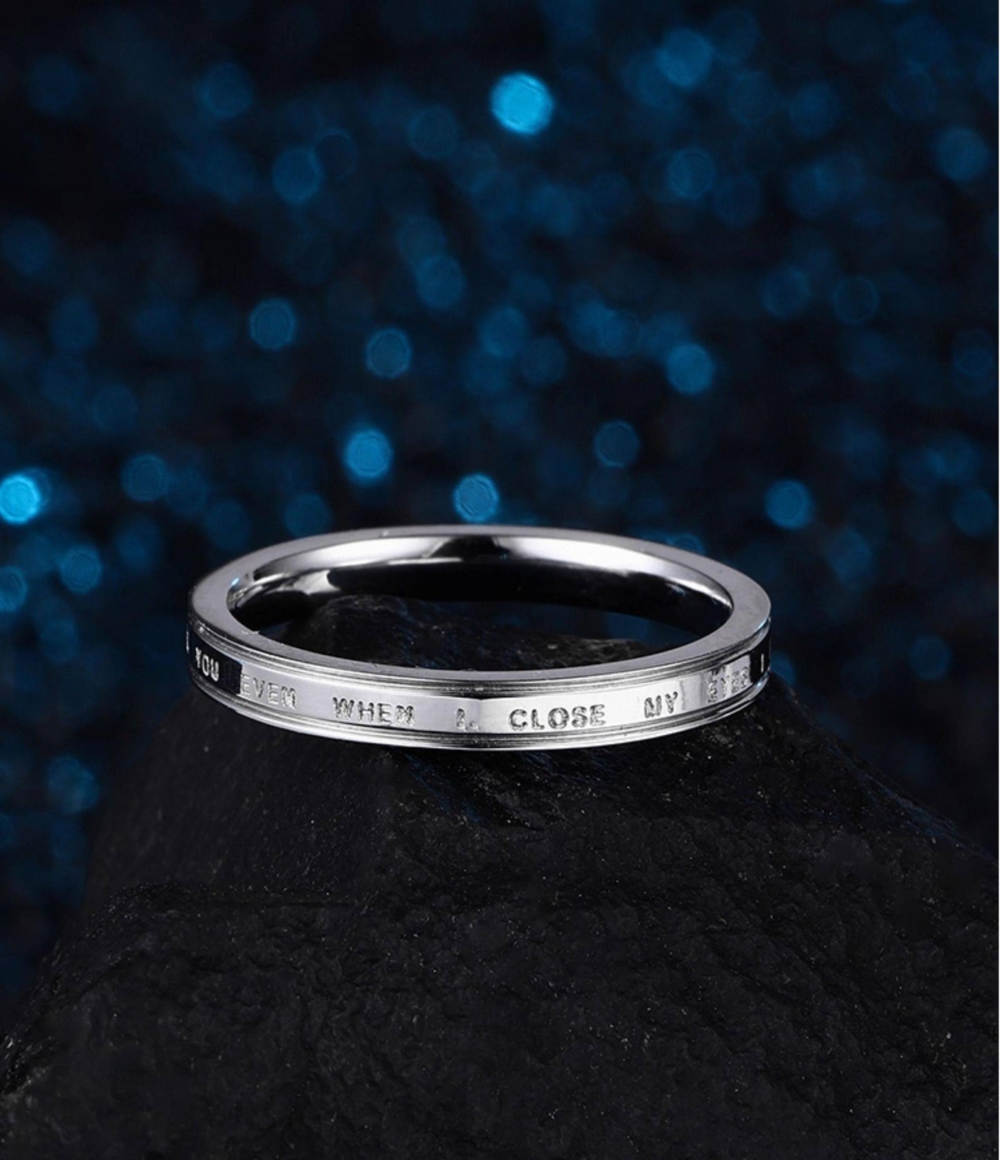 Letter Design Titanium Ring