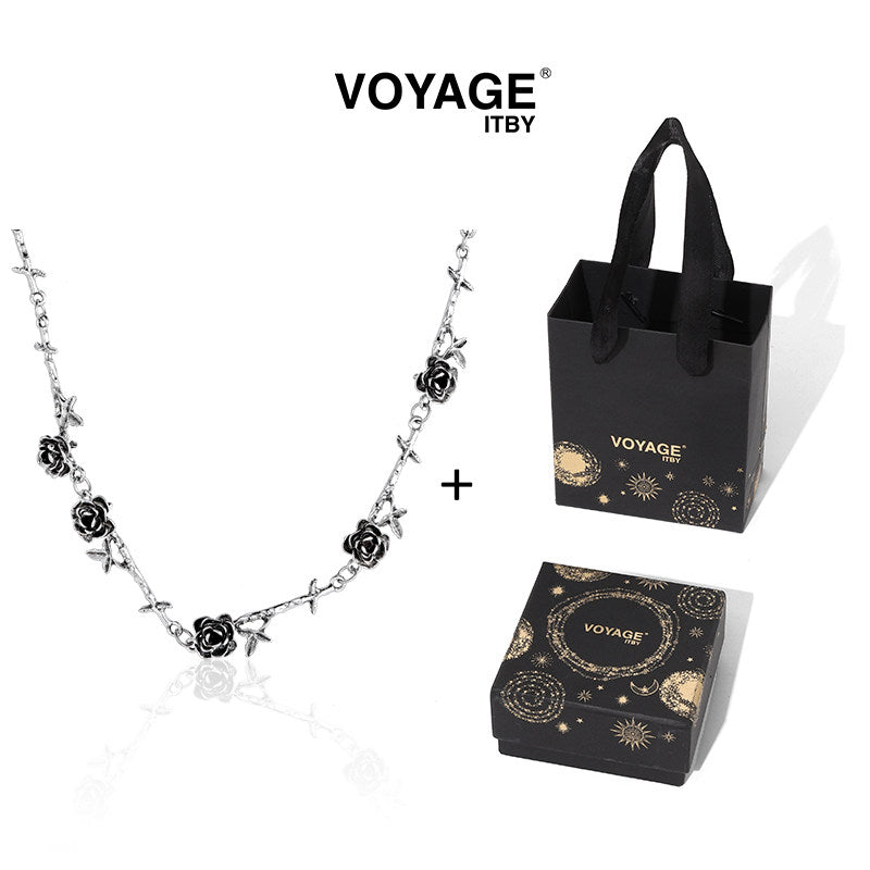Black Camellia Rose Choker Necklace