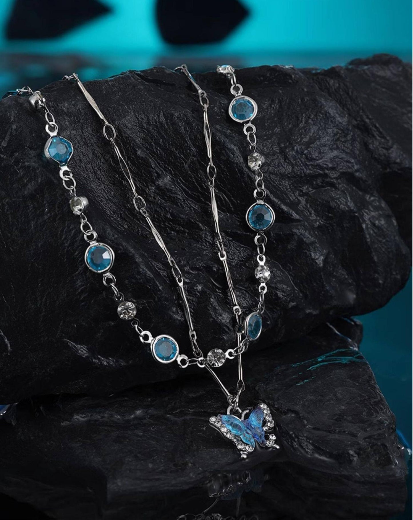 Double Butterfly Layered Necklace