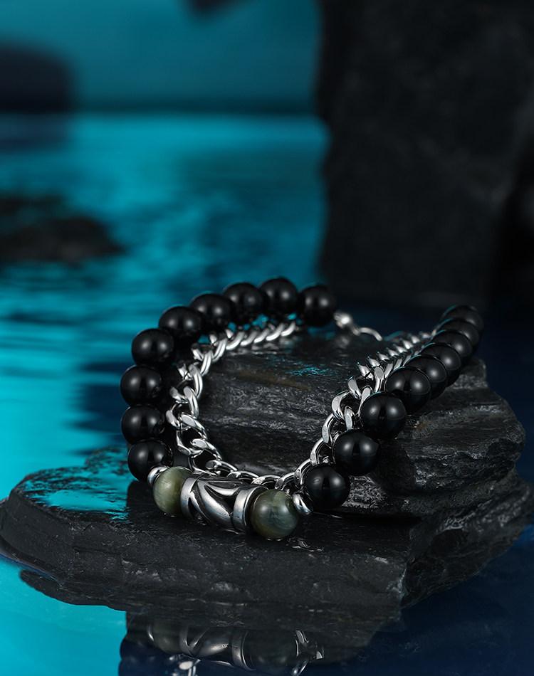 Layered Onyx Men Bracelet
