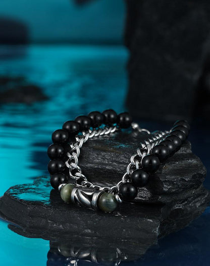 Layered Onyx Men Bracelet
