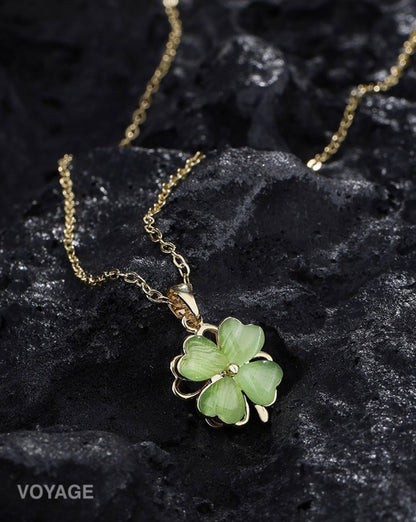 Green Clover Resin Pendant Necklace