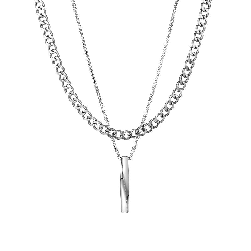 Double Layer Cuban Pendant Necklace