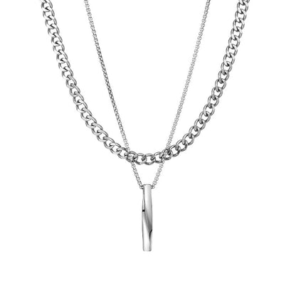 Double Layer Cuban Pendant Necklace