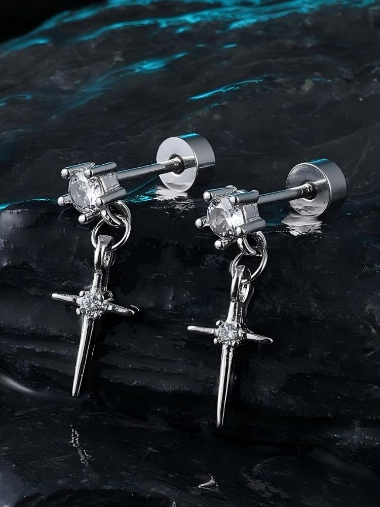 Cross Tassel Zircon Studs