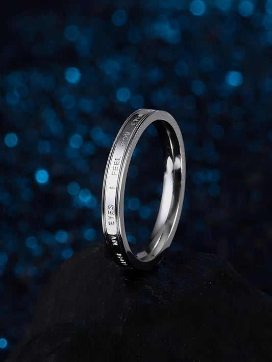 Letter Design Titanium Ring