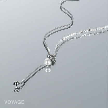 Adjustable Long Pearl Necklace
