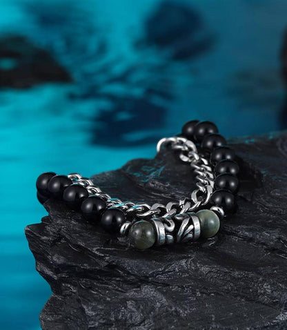 Layered Onyx Men Bracelet