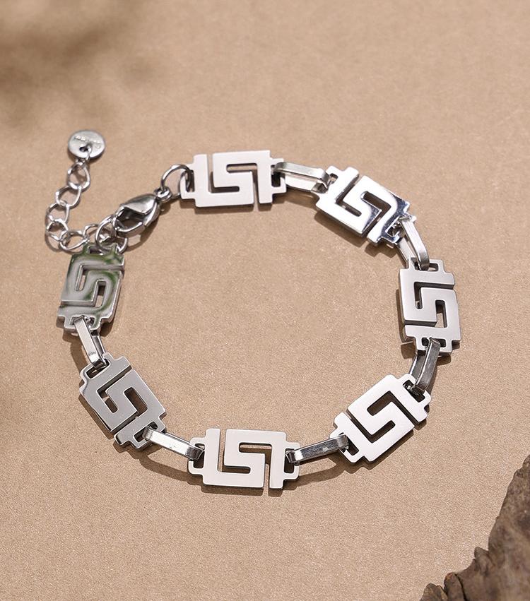 Geometric Titanium Men Bracelet