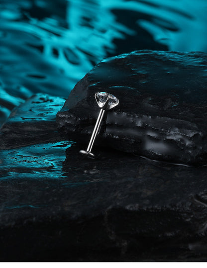 Titanium CZ Flat Piercing Stud