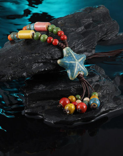Blue Starfish Beaded Necklace