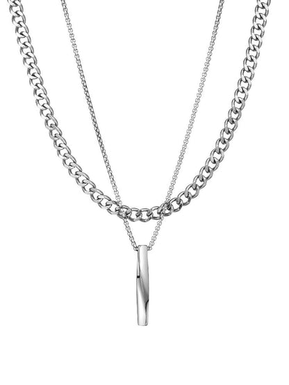 Double Layer Cuban Pendant Necklace