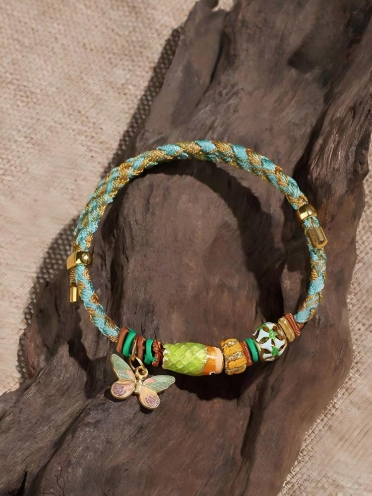 Green Butterfly Cord Bracelet