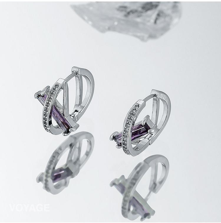 Purple Zircon Hoop Earrings