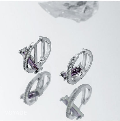 Purple Zircon Hoop Earrings