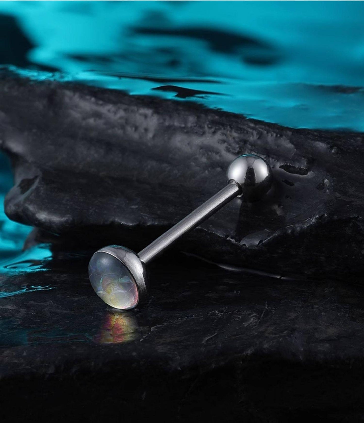 Sparkling Titanium Tongue Ring