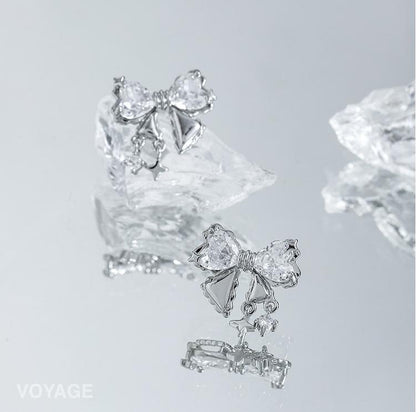 Shiny Bow Zircon Studs