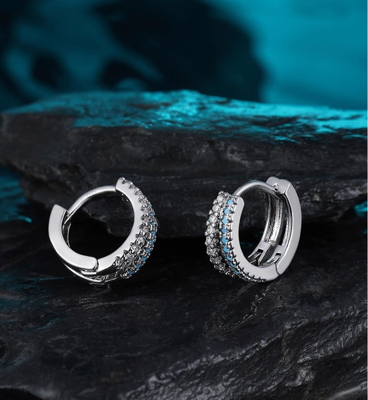 Ocean Blue Zircon Hoops