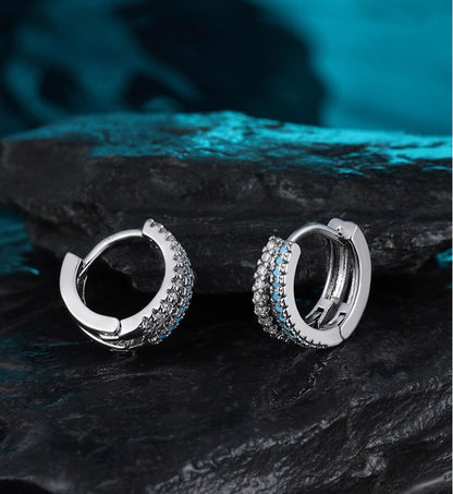 Ocean Blue Zircon Hoops