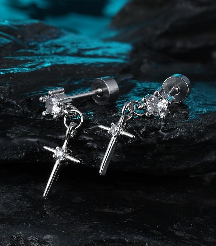 Cross Tassel Zircon Studs