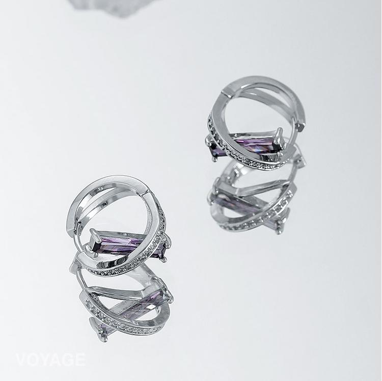 Purple Zircon Hoop Earrings