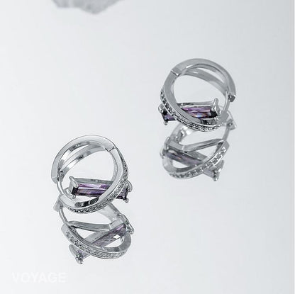 Purple Zircon Hoop Earrings