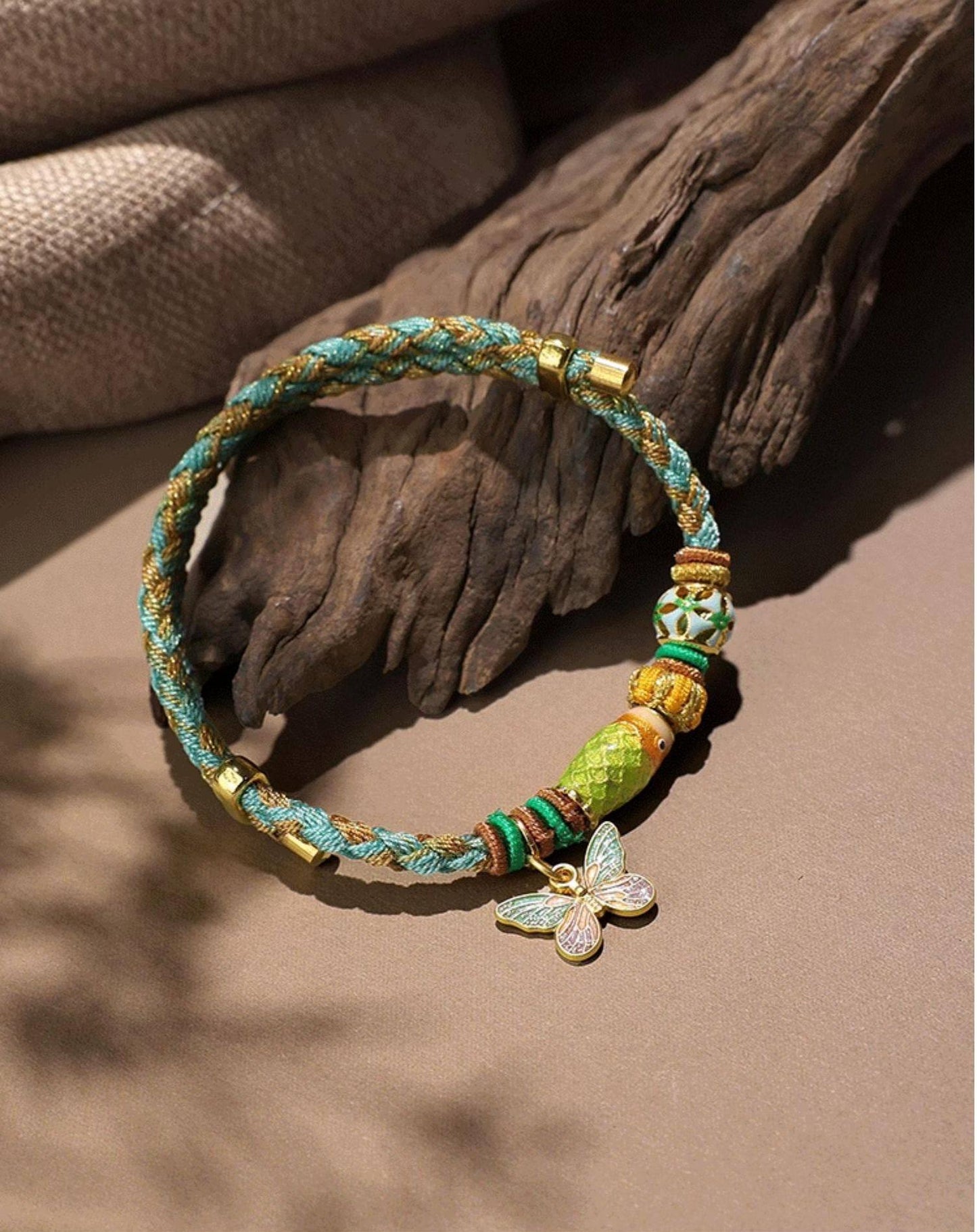 Green Butterfly Cord Bracelet