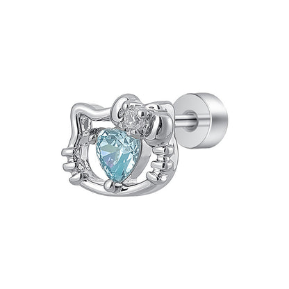 Blue Heart Cat Studs
