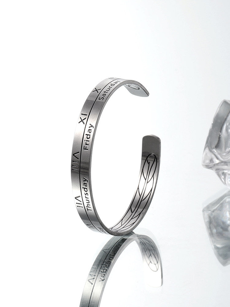 Roman Numeral Titanium Cuff