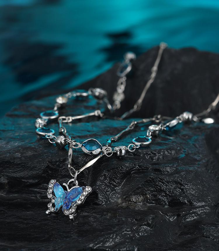 Double Butterfly Layered Necklace