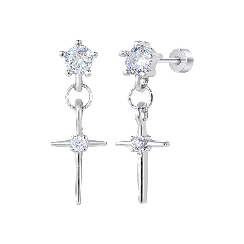 Cross Tassel Zircon Studs
