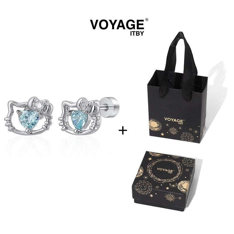 Blue Heart Cat Studs
