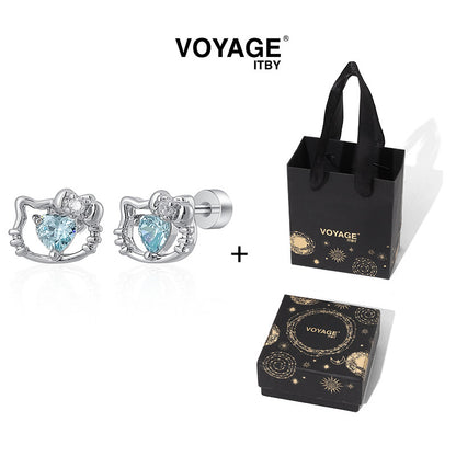 Blue Heart Cat Studs