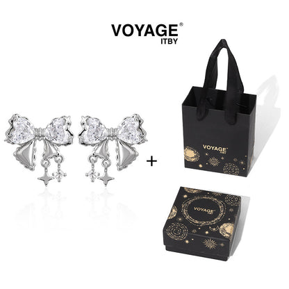 Shiny Bow Zircon Studs