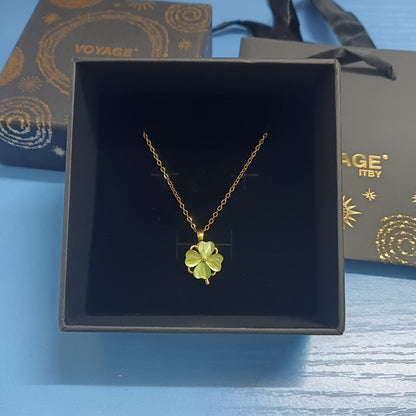 Green Clover Resin Pendant Necklace